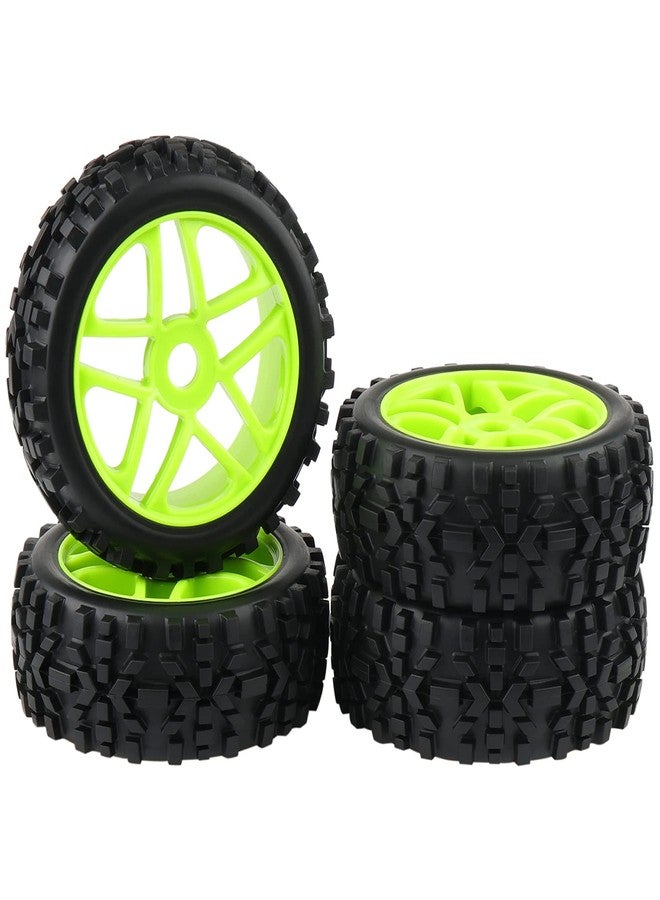 Rowiz 4PCS 1:8 RC Tires 17mm Hub Wheel Rims Pentagram for Typhon 1/8 Scale Off-Road Buggy, Green - Image 1